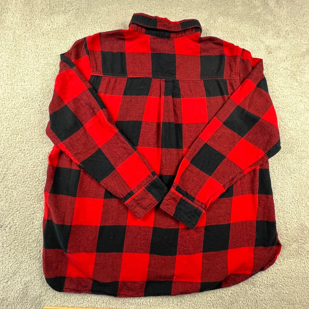 Old Navy The Classic Shirt Women's XXL Flannel Buffalo Check Red Black Button - Picture 12 of 13